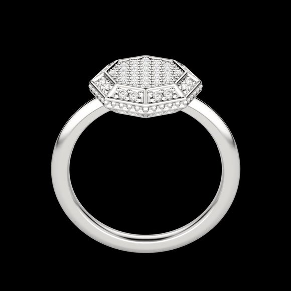 Octagon Pavé Ring - Picture 2 of 9
